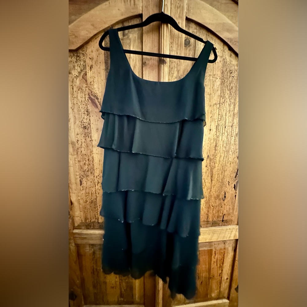 Patra Elegant Black Layered Mini Dress